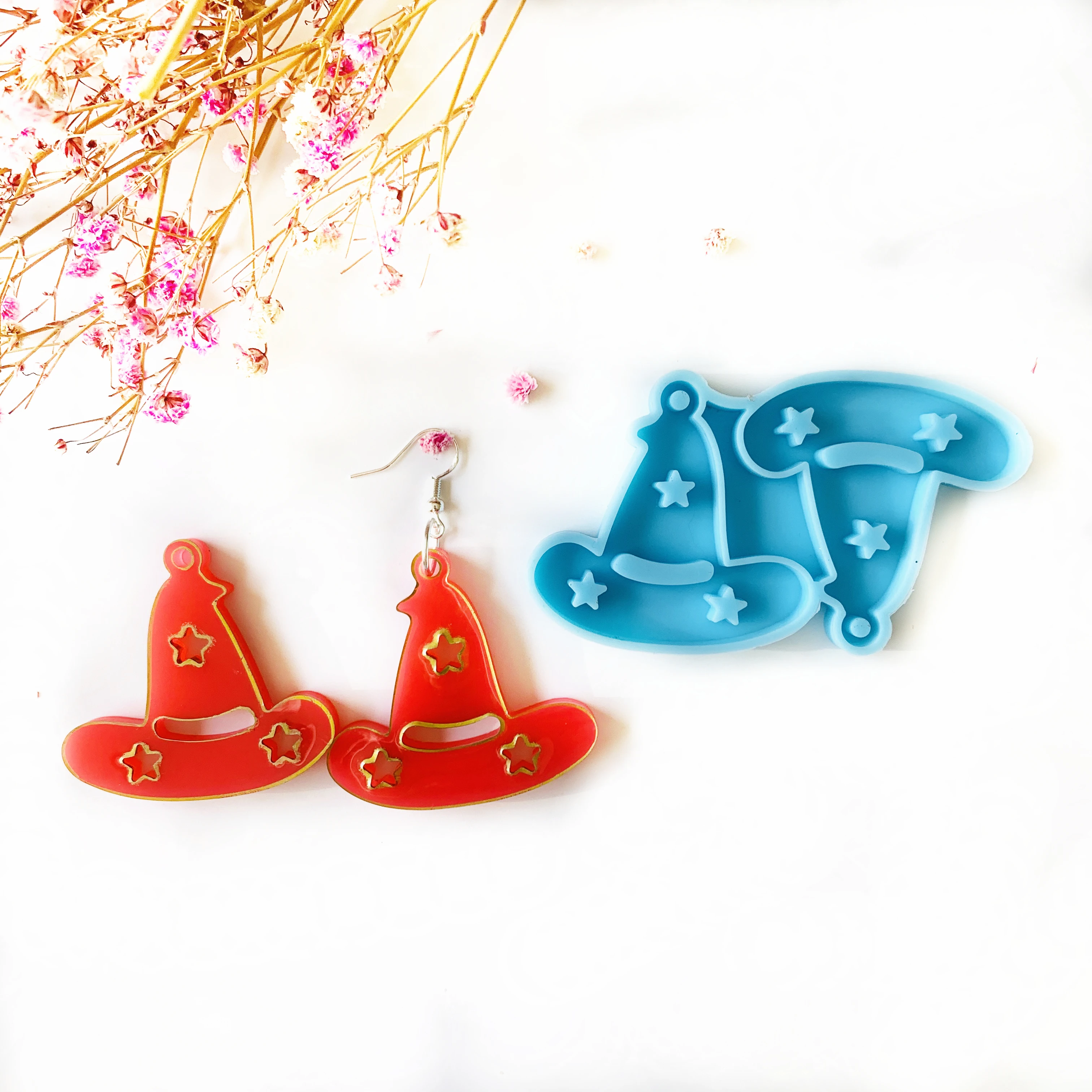 A155 Halloween Earring Silicone Mold Bat Coffin Pumpkin Ghost Spider Web Skull Skeleton Mold Jewelry Making Resin Craft Mold