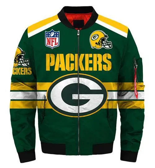 2022 new football teams Green Bay 3D print jacket fashion aviator jacket for men
