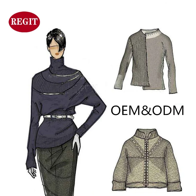  OEM & ODM фабрика индивидуальные Инженерные чертежи образец одежды женский вязаный свитер жилет маленькая партия обработки