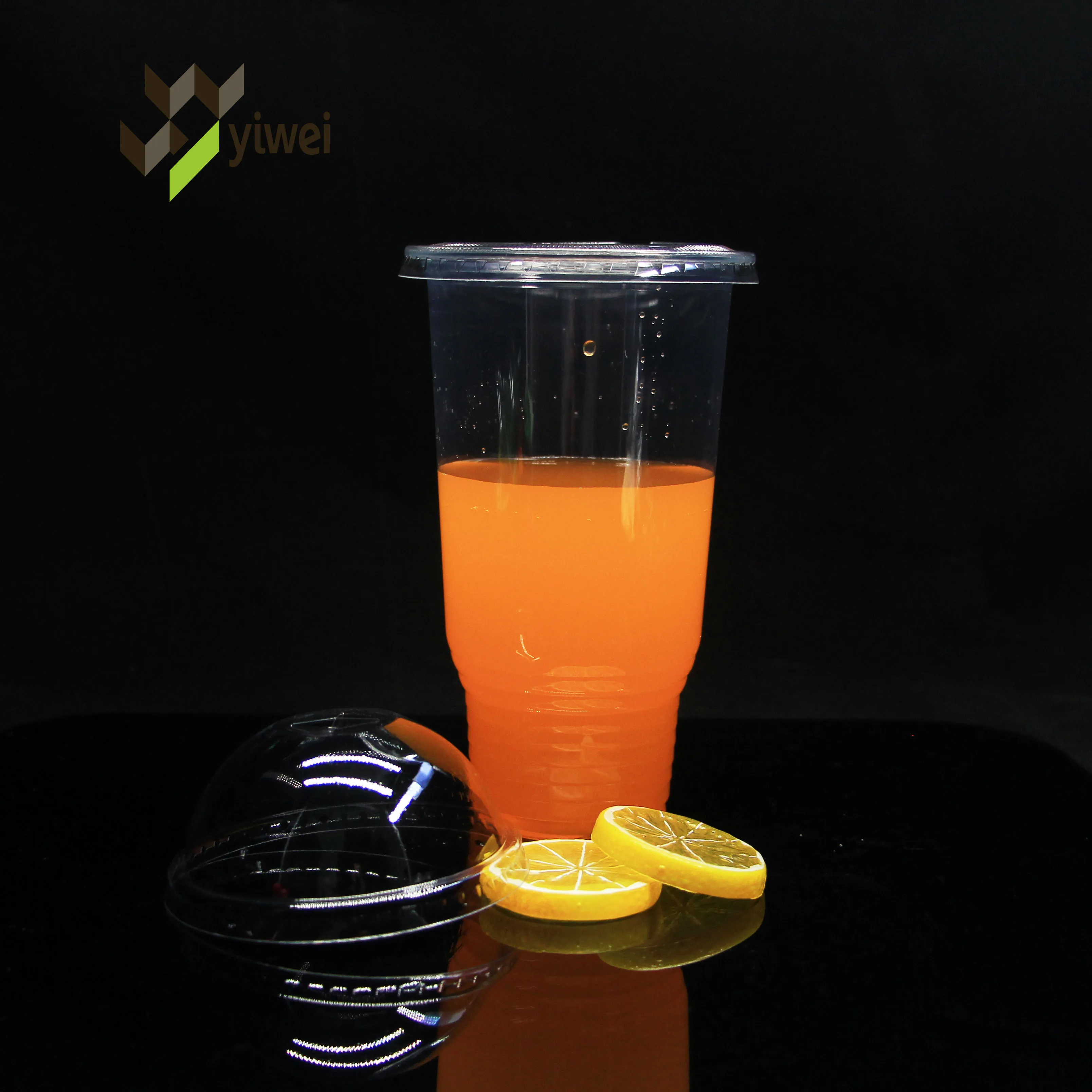 Wholesale 16oz custom logo transparent thick smoothie reusable plastic boba milktea cups bubble tea cup with lid
