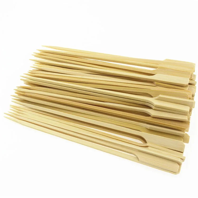 Teppo Bamboo Stick Long Disposable Meat Flat Skewer With Custom Design