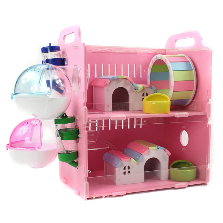 Wholesale Custom High Quality Luxury plastic double layer hamster cage Acrylic Dutch Pig House With Including Accessories