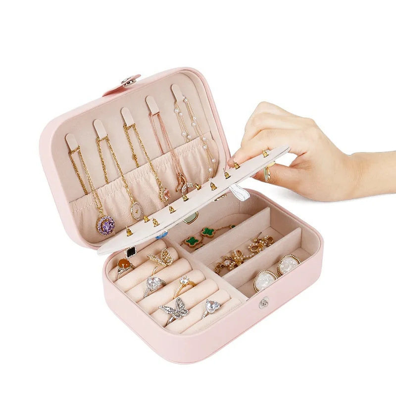 Wholesale Simple Double Jewelry Box Ring Earring Storage Box Korean Necklace Cosmetic Box