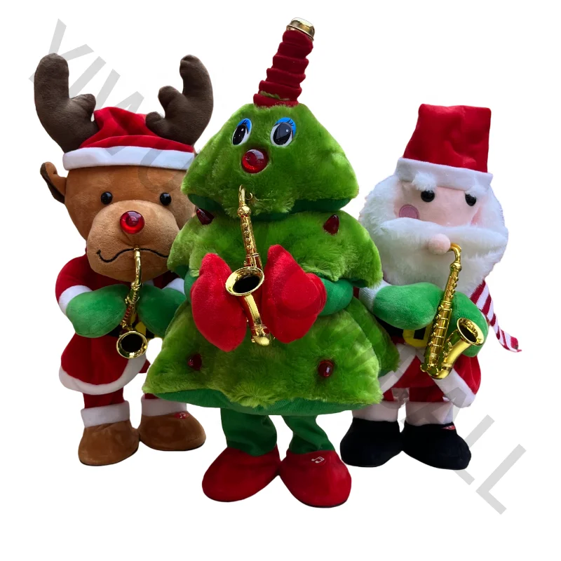 Hot Sale Dancing Christmas Electric Plush Toy Christmas Tree Christmas Deer And Santa Claus Children Stuffed Toys