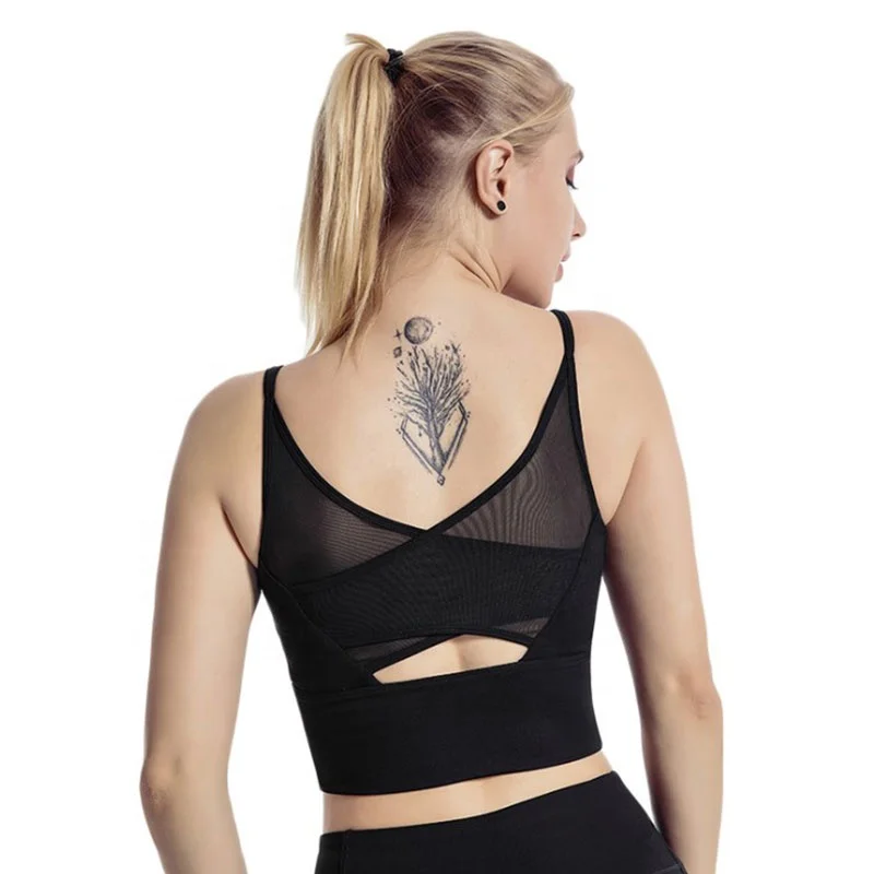 Sports Vest Mesh Stitching And Breathable Running Vest Workout Crop Tops High Impact Yoga Bra Fitness Sports Bra for Women