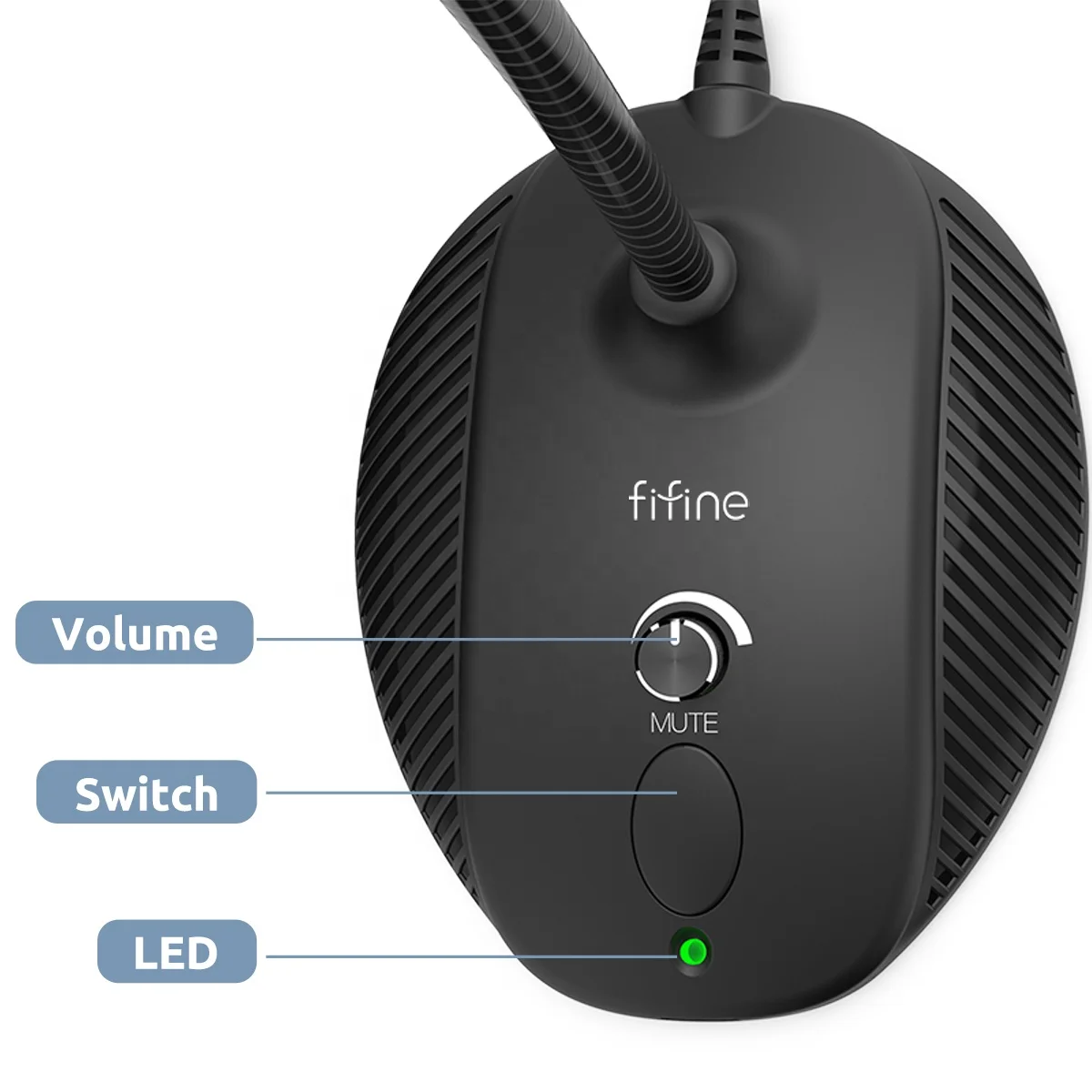 Fifine K054 Профессиональный USB компьютерный микрофон для Конференции прямые трансляции микрофоны гусиная шея