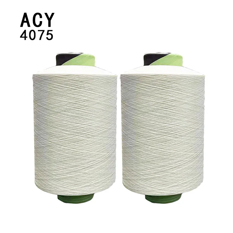 ACY 4075 white manufactory lycra covered 75D polyester 40D spandex air cover yarn on socks knit fabric