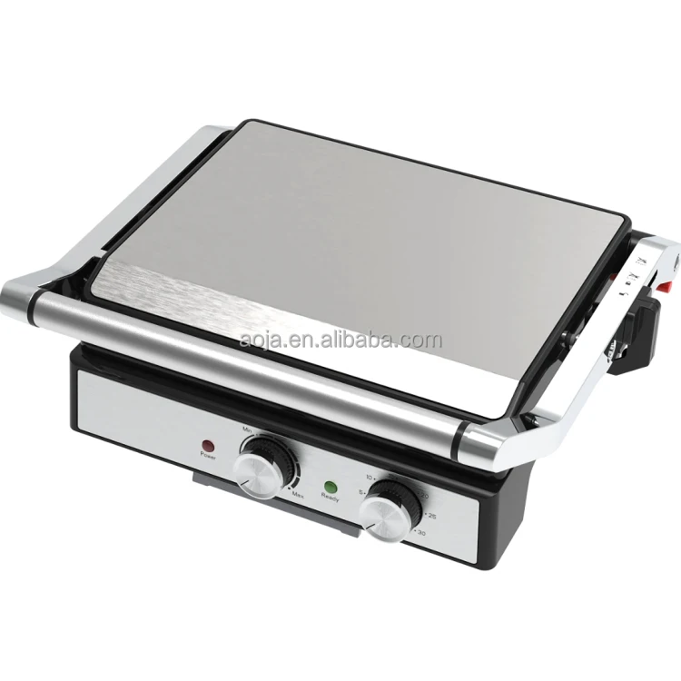 AOJA 110V 220V Automatic BBQ Electric Press Contact Grill  Panini Grill Non Stick Sandwich Machine Maker for Household Use