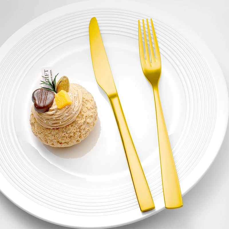 Hospitality Elegant Cutlery 18/10 Stainless Steel Luxury Flatware Unique 5pc Gold Silverware Set