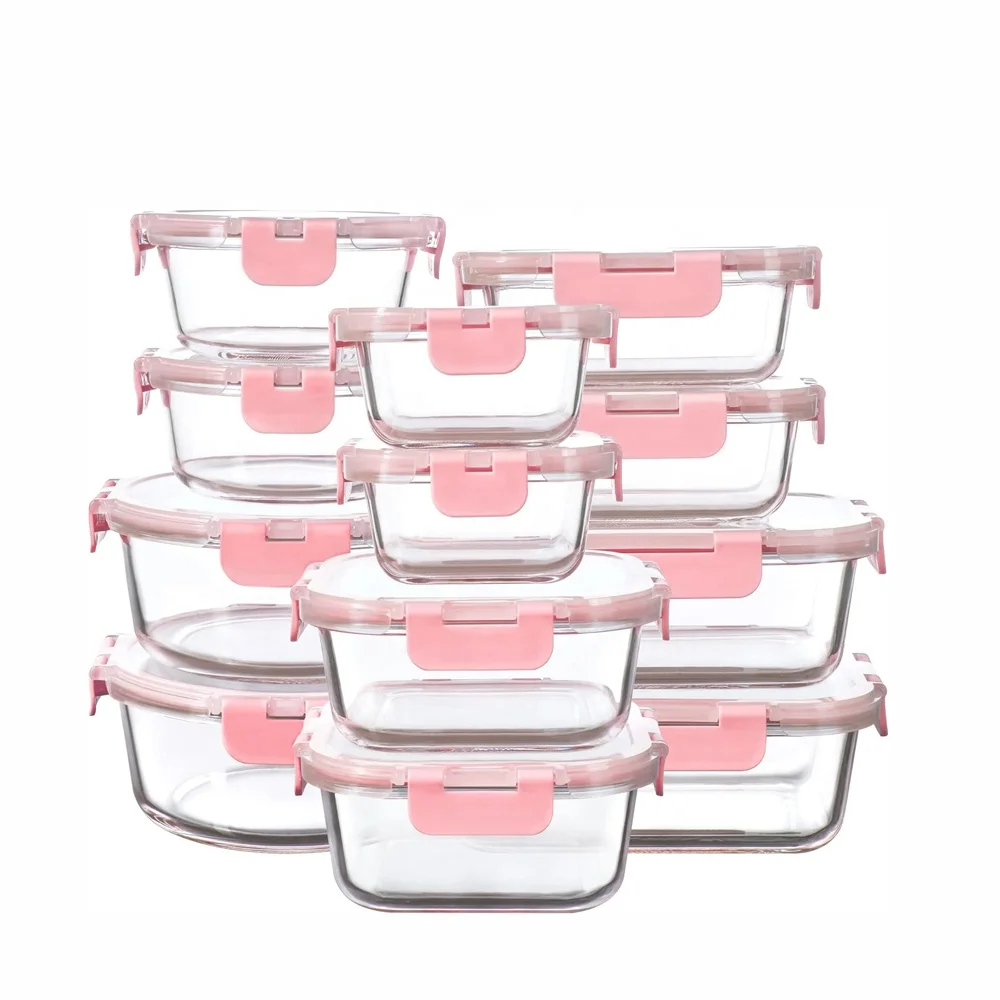 Newly Hinged Locking Lids Glass Lunch Box Kitchen Home Glass Glassware Glass Containers for Food Storage