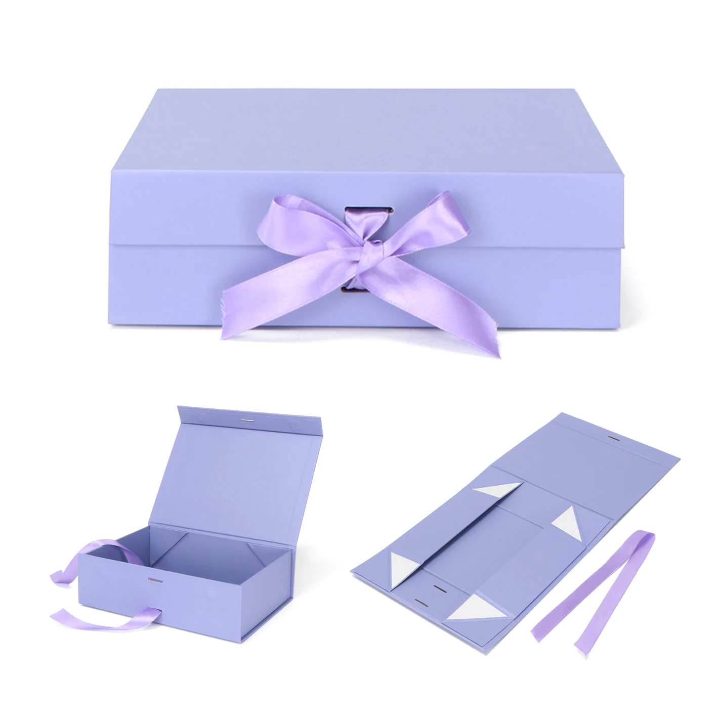 Wholesale Customized Logo Luxury Black Pink Folding Magnetic Gift Packaging Box With Ribbon for Clothing Shoes