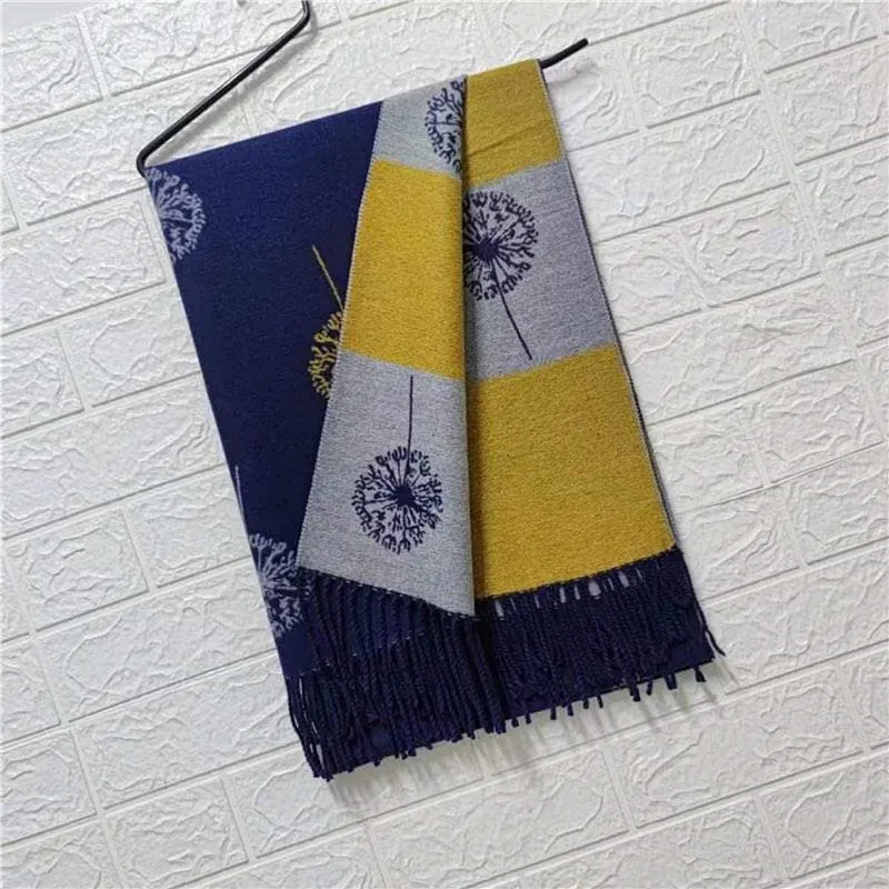 Производитель фабрики двухсторонний роскошный женский осенне-зимний шарф из пашмины с кисточками жаккардовый кашемировый