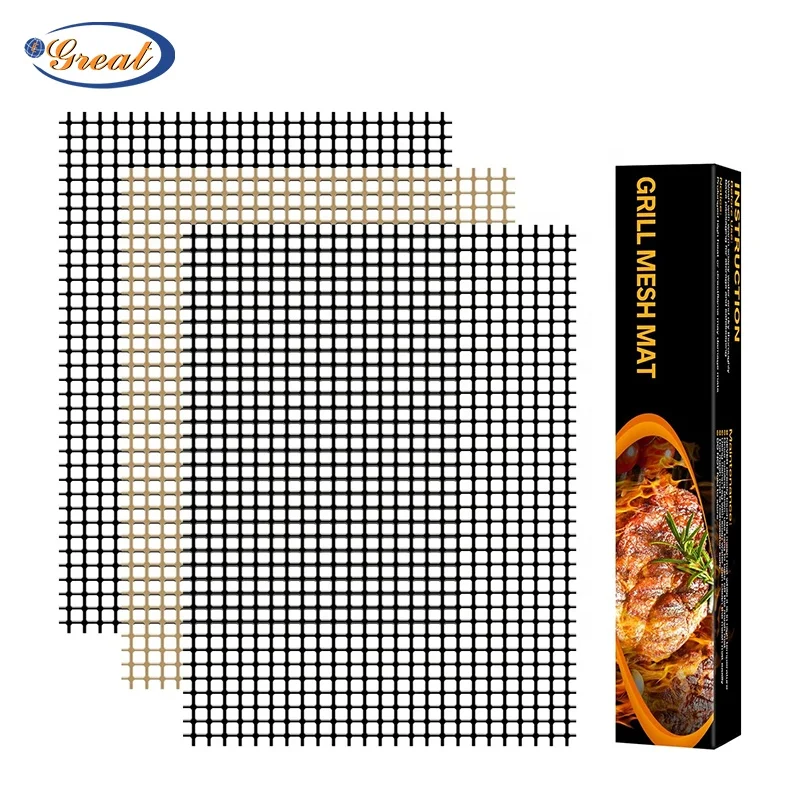 2023 hot-selling products Barbecue Grill Mesh Mat Non-stick bbq grill mats  High Temperature 260 Degrees