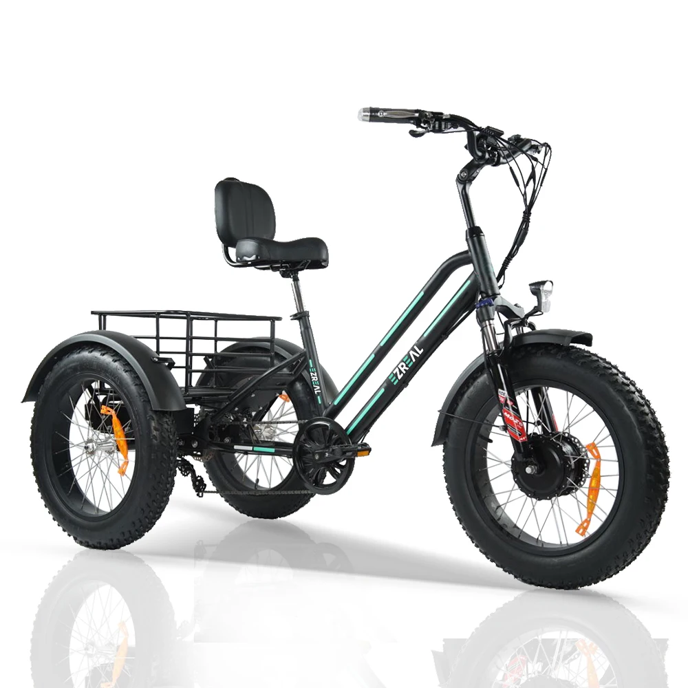 EZREAL 2021 3 wheel electric bicycle three wheels adult cargo electric bike with basket electric cargo bike