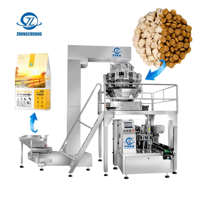 Multihead Weigher Pet Food Doypack Packing Premade Bag Dog Grain Dry Nuts Peanuts Packing Machine