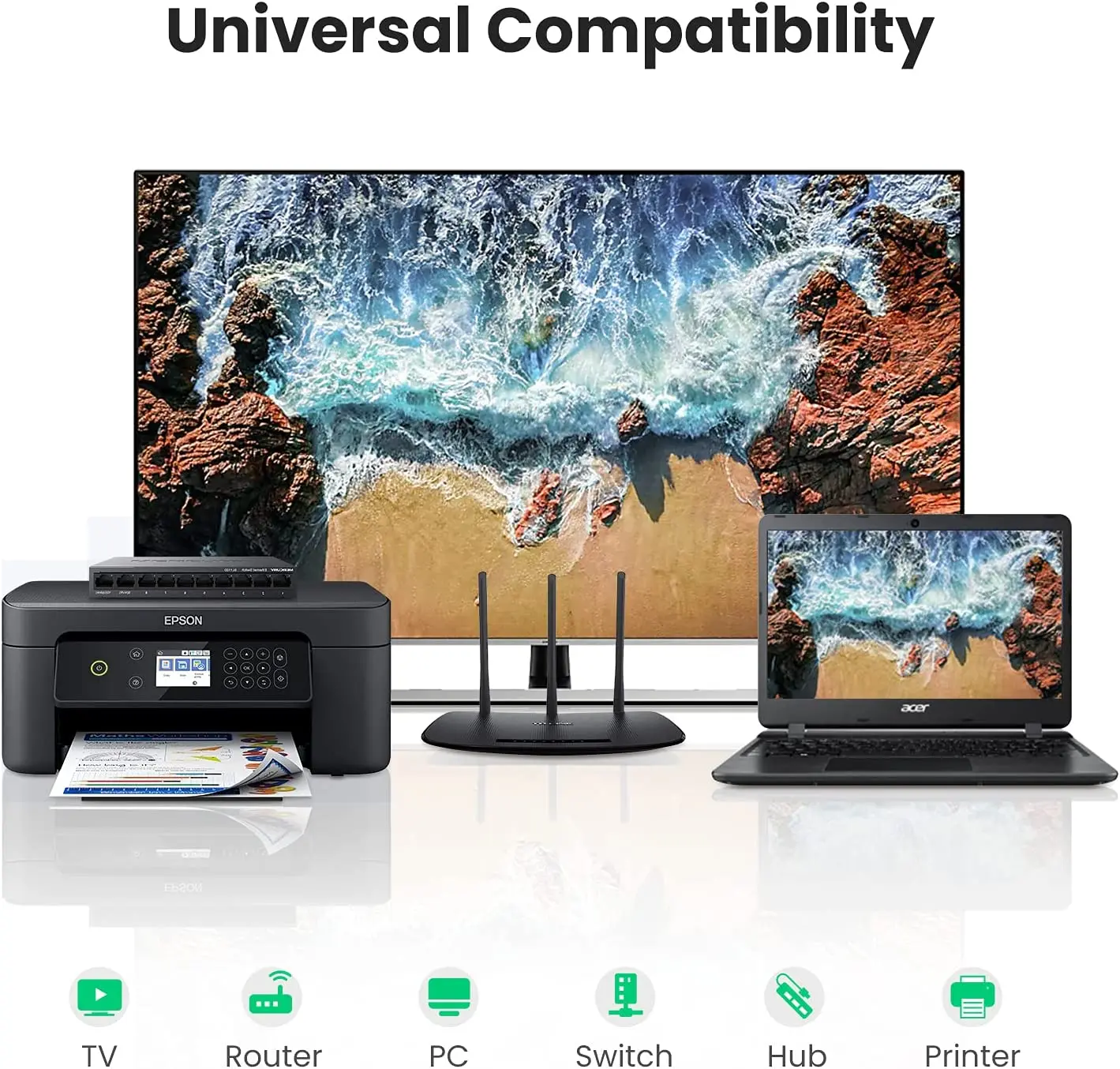 UGREEN RJ45 переходник Ethernet удлинитель 1000 Мбит/с Cat7 Cat6 Cat5e 328ft