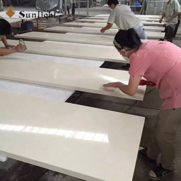 Engineered Black white red  Crystal Quartz Stone Kitchen Countertop with Singe Sink recycled glass soap stone countertops