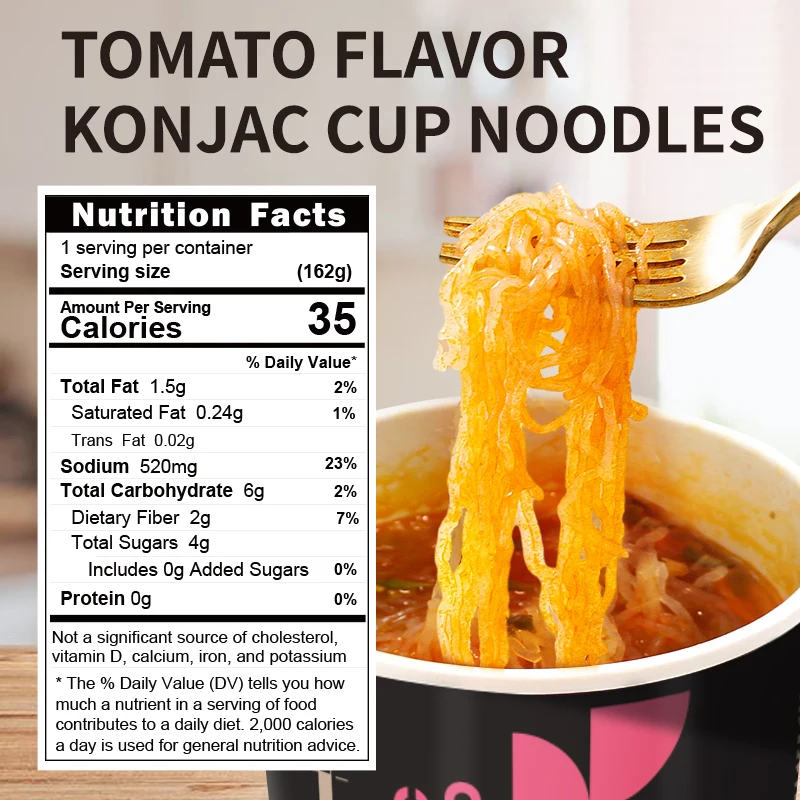 Конжак с томатным вкусом лапша без глютена сиратаки Органическая готовая к употреблению чашка