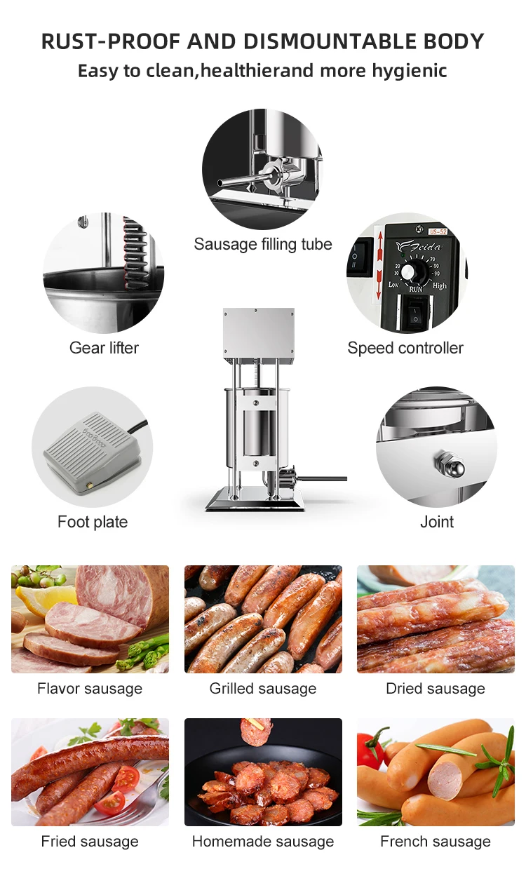 Automatic 10L Electric Sausage Making Machine Sausage Filling Machinery industrial manual Electric Sausage Stuffer