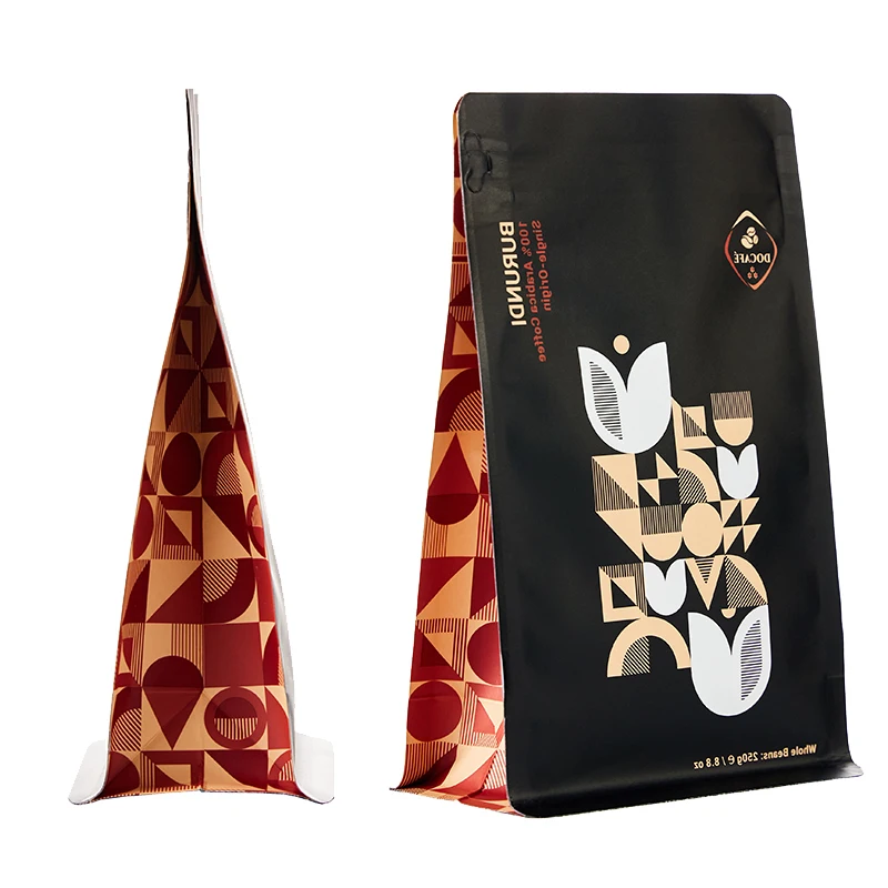 64Oz 100Microns Kraft Paper/Pla Aluminum Foil Oxygen Insulation Instant Coffee Sachet Flat Bottom Packaging Supplier With Zipper