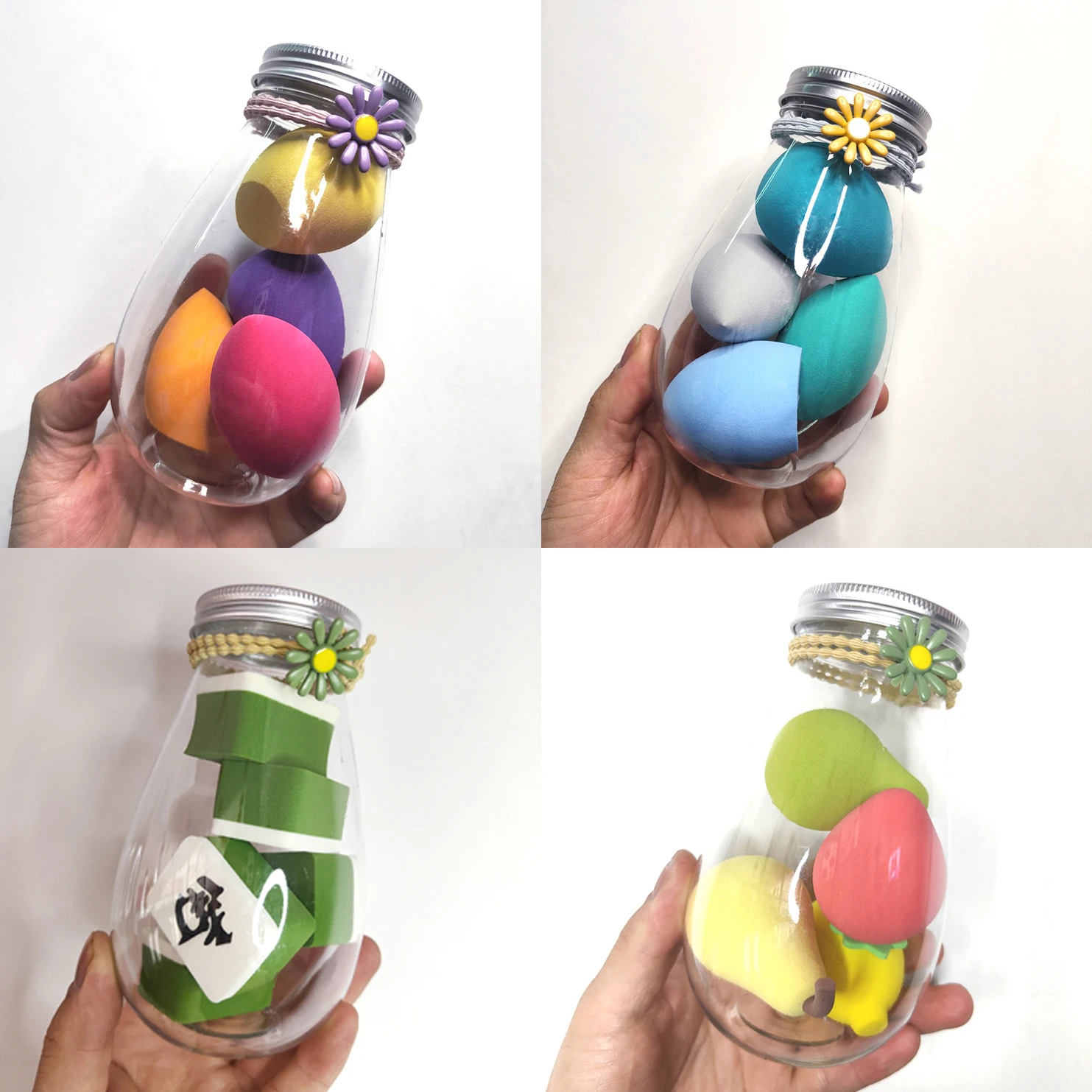 6 шт консервы макияж губка яйца подсолнечника аксессуары косметические пластиковые бутылки массового оптовая продажа