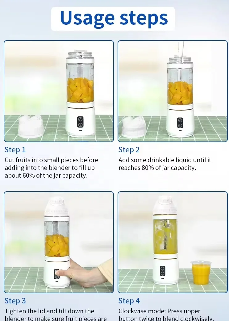 Smoothie Machine Electric Household 700Ml Large Capacity Food Grade Body Juice Maker Wireless Rechargeable Usb Portable Blender