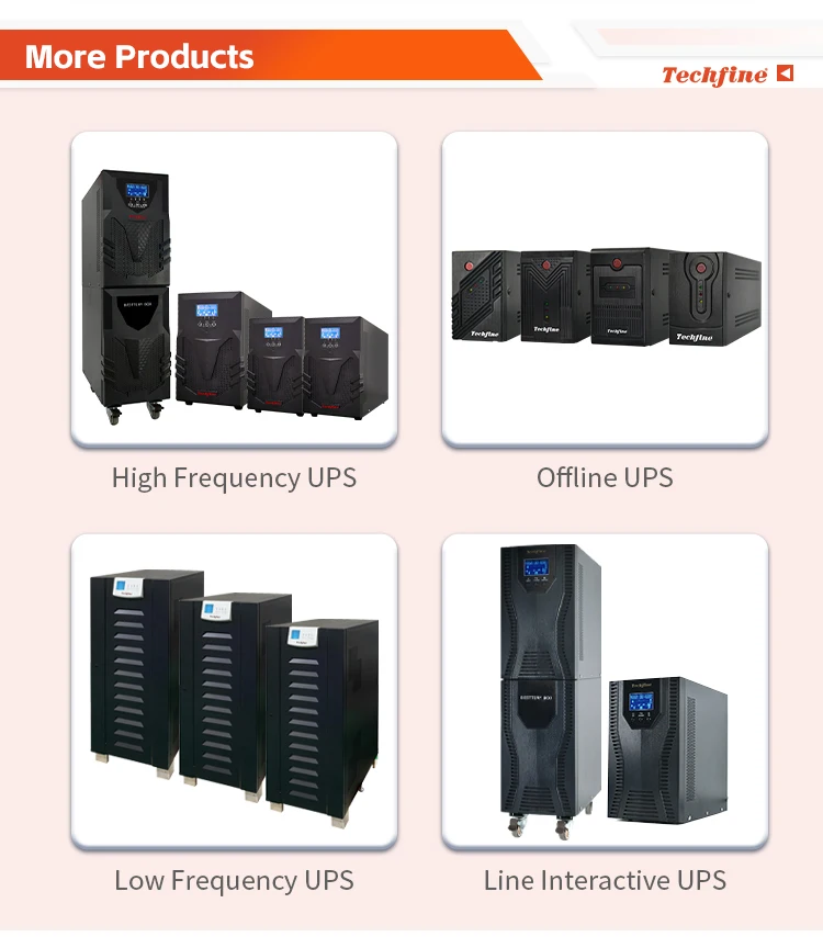 Techfine Uninterruptible Power Supply 3KVA 2400W 72V Online apc UPS with battery inside LCD display