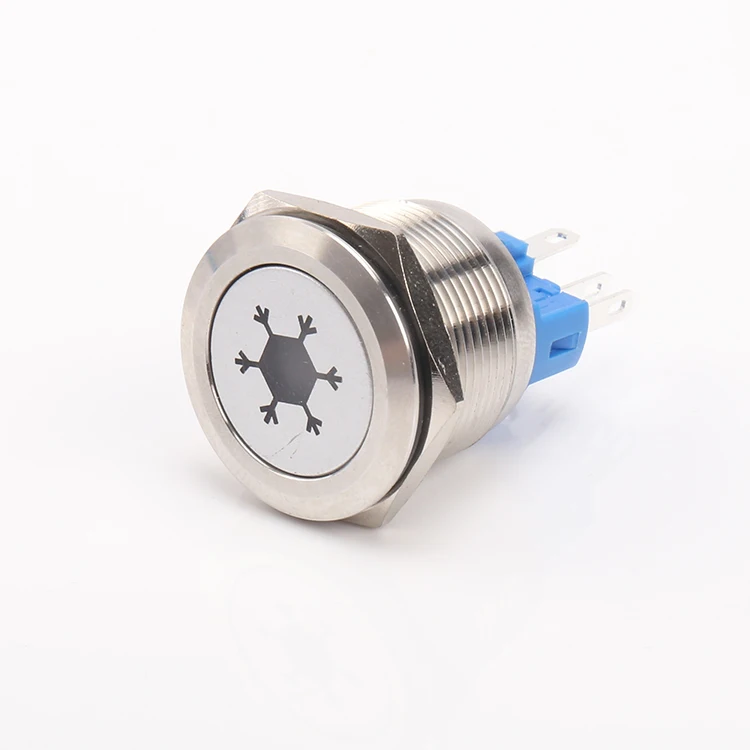 25mm Computer Start Momentary metal push button switch 5v Blue Led Power Icon W/ 50cm Wire