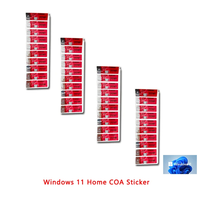 Наклейка на Windows 11 Home COA 6 месяцев гарантии Бесплатная доставка DHL красный цвет (1 комплект = 10