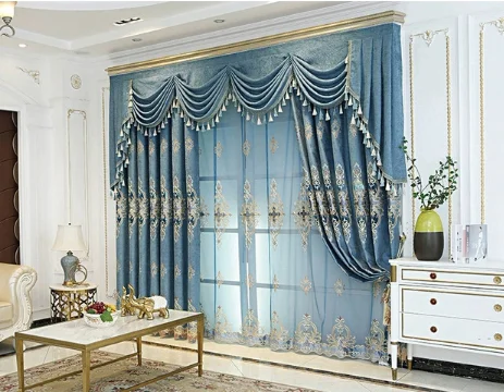 Bedroom Living Room Ready Made Cortinas Para Salas Valance Luxury Chenille Decoration Black Out Embroidered Curtain