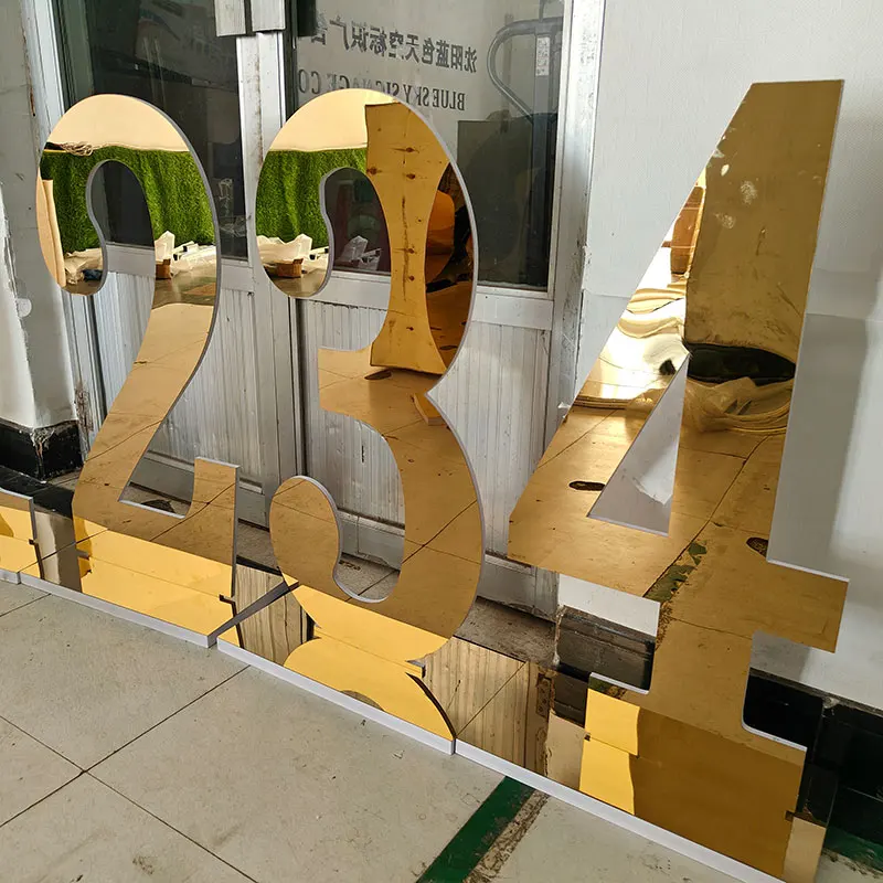 Large Laser Cut Numbers Acrylic Mirror Gold 3Ft 4Ft Birthday Free Standing Big for Parties Wedding