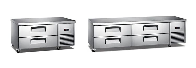 Cold Storage Hotel Stainless Steel Counter Commercial Kitchen Refrigerator Chef Base Chiller with 2 Drawers