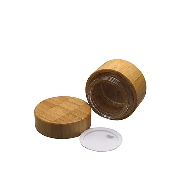 factory new 2022 Professional Manufacture Premium Quality Eco-friendly Cosmetic Face Cream Jar Bamboo Glass Jar Wooden Lid