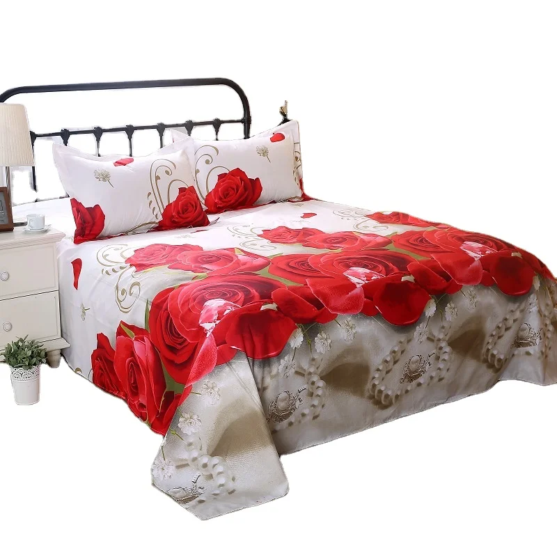Luxury king size soft floral custom printed sheet set bedding 3d bed sheets