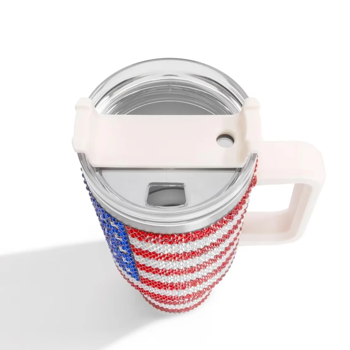 American Flag 40 OZ Bling Rhinestone Crystal Tumbler USA Glitter Gift Mugs With Handle and