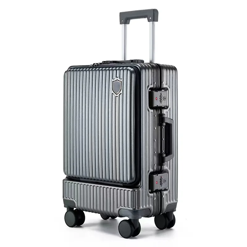 Carry On Luggage with USB Charging Hard side Suitcase with Front Pocketlaptop cabin Spinner Luggages aluminum silent wheel