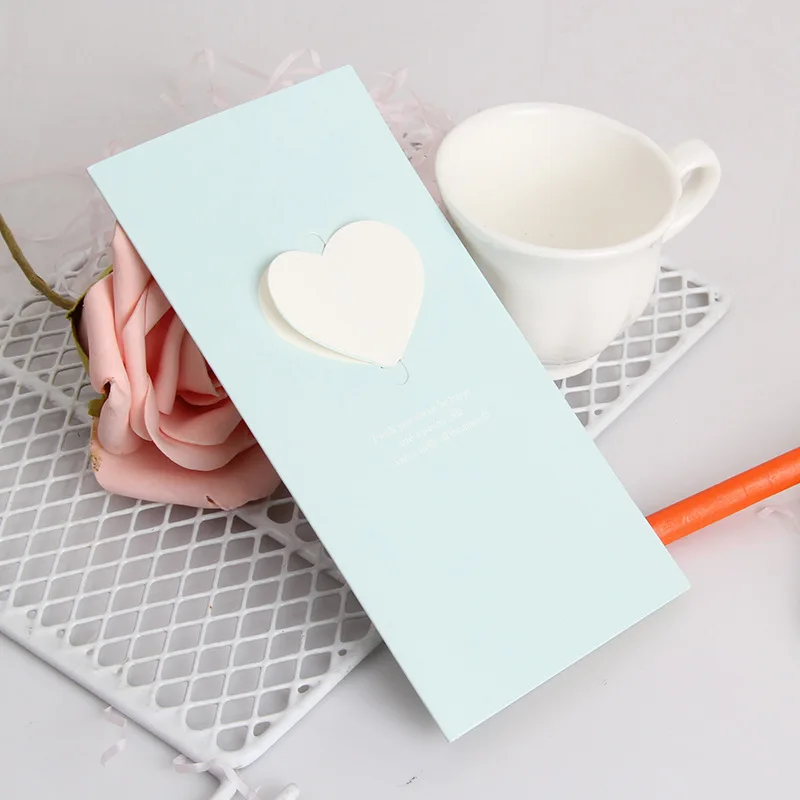 Custom Printing Logo Wholesale 3D Heart Wings Bow Festival Two Fold Wishing Gift Paper Greeting Card