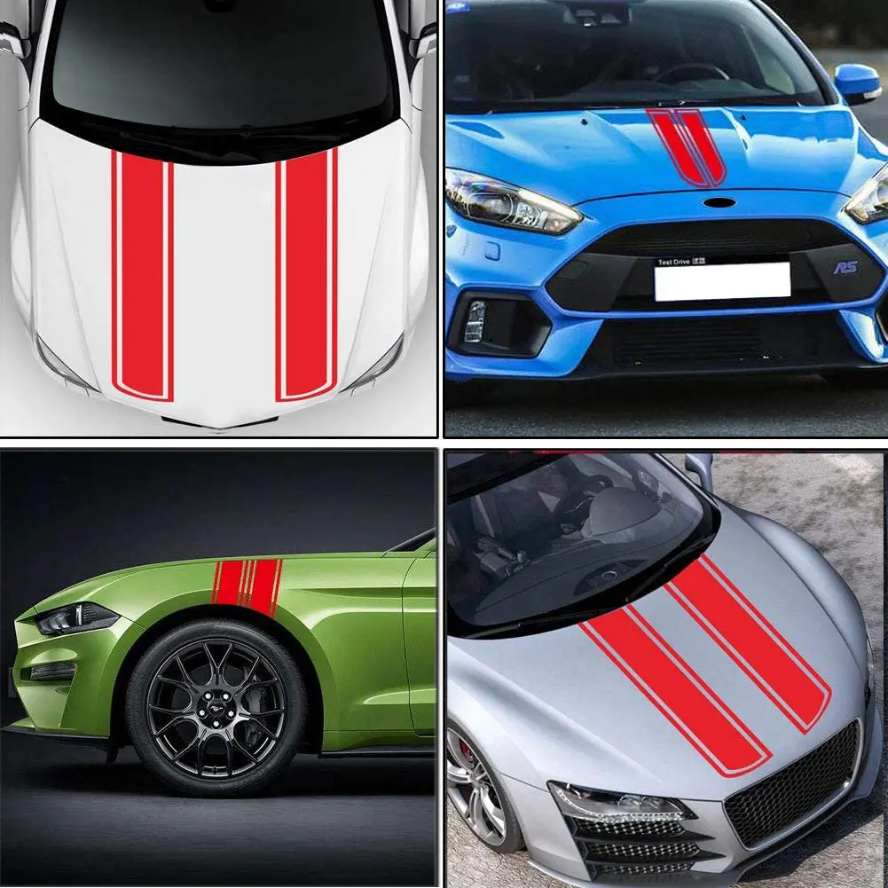 Car Hood Stripe Sticker Auto Racing Stripes Body Side Decal Hood Vinyl Stripe Sticker Decoration for Car Vehicles