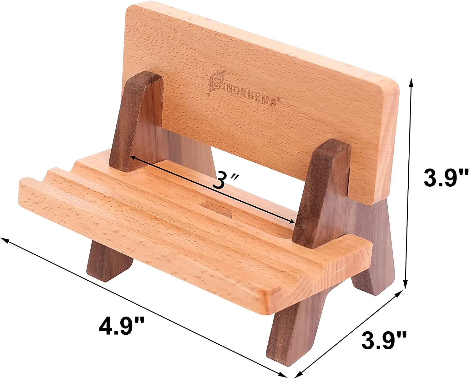 Cell Phone Stand Wooden Desktop Mobile Phone Holder Garden Bench Shaped Cute Phone Stand with Charging Port