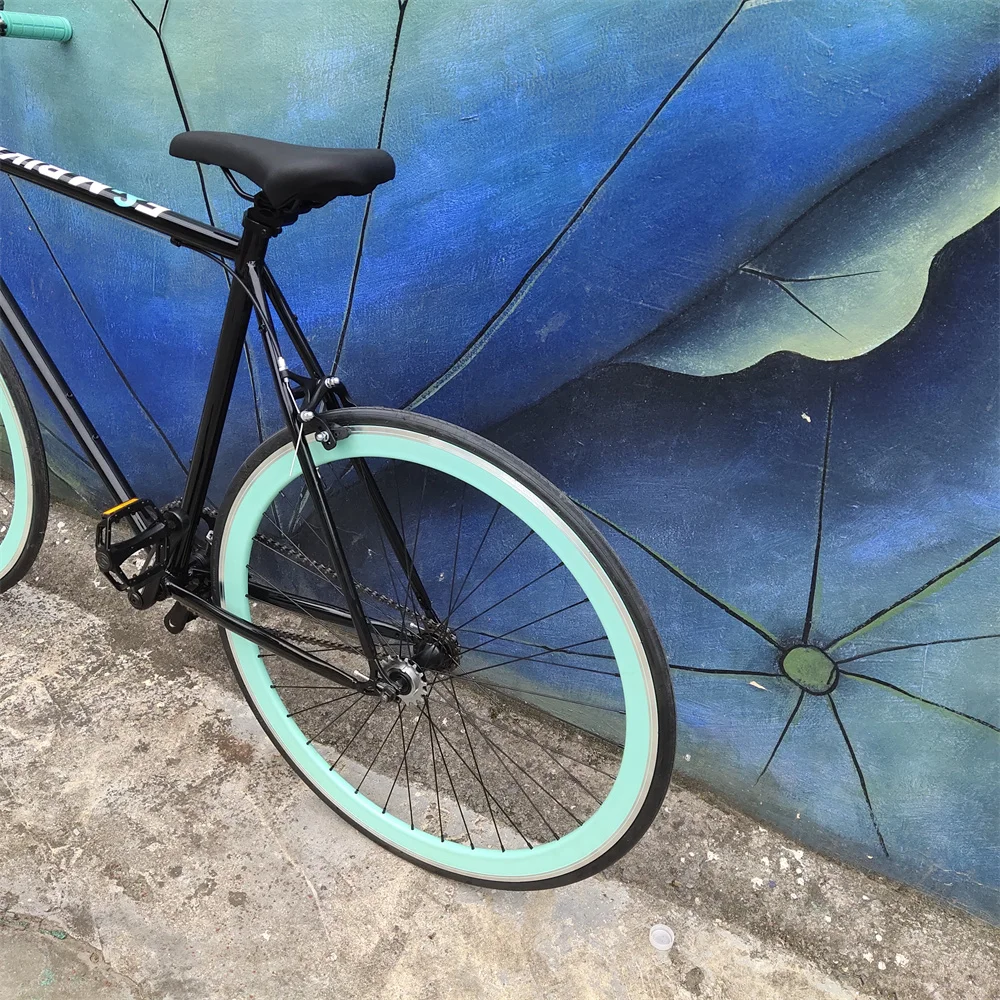 700*25C Fixed Gear Bike Black Steel Diamond Frame Fixie Bici Flip Flop Hub Single Speed City Bicycle