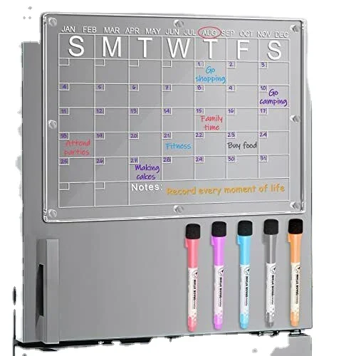 YGL Hot Sale Custom Clear Magnetic Acrylic Wall Calendar Fridge Board Calendar for Study and Work