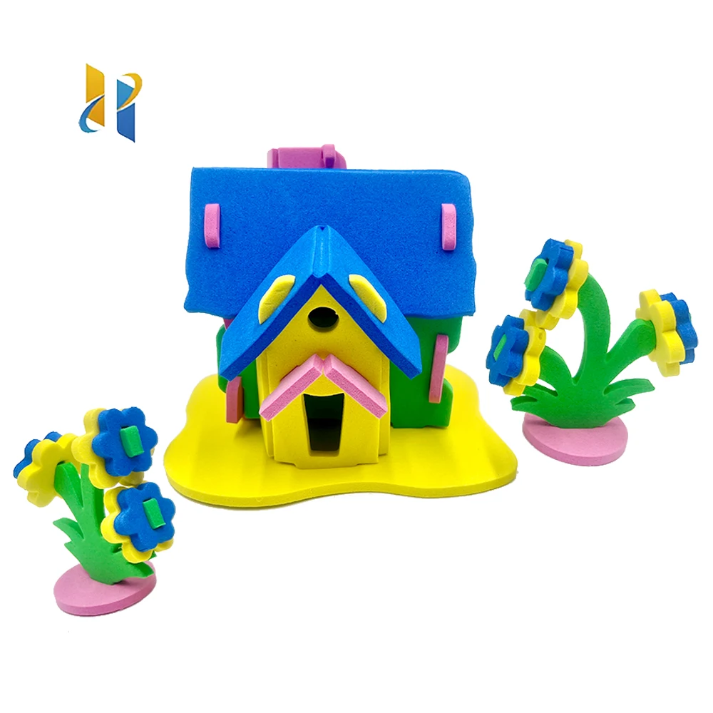 Free Combination Custom Educational Gift Diy 3d Eva Foam Puzzle Kids House Building Villa Puzzles