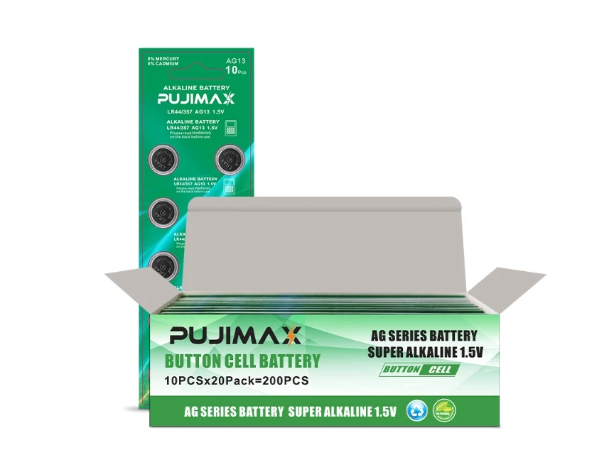 PUJIMAX 50Pcs/Boxed Lr44 Coin Cell Battery universal AG13 1.5V Alkaline Button Cell Battery For Electronic calendar Calcuator