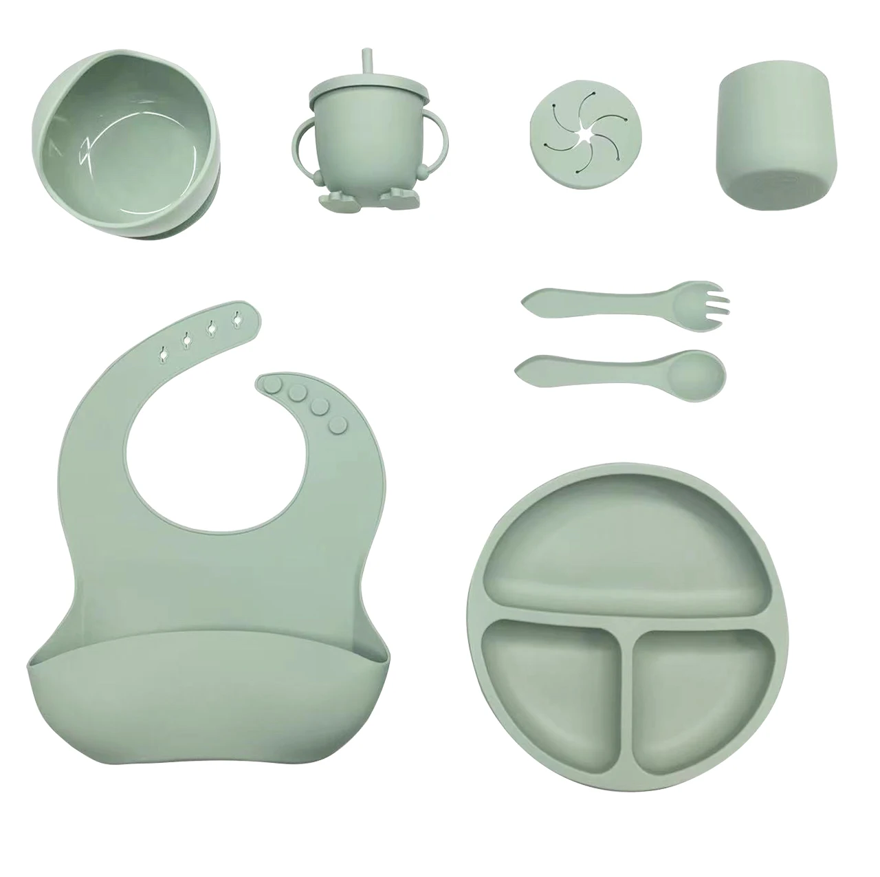 Wholesale Eco-Friendly Solid Pattern Baby Feeding Plate Silicone Bowl Set Food Grade BPA Free Suction Feature Sets Baby