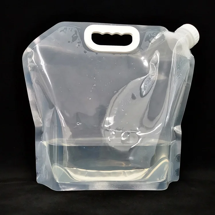 Empty foldable 5 liter clear drinking transparent water pouch bag