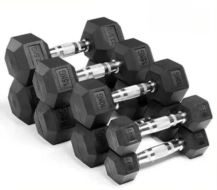 Factory sales Weight Training Portable Professional Bodybuilding black hex dumbbells