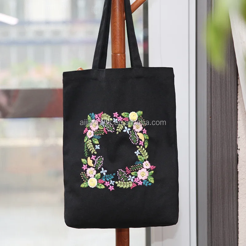 DIY Needlepoint Kits, Embroidery Starter kit for Beginners with Embroidery Pattern Canvas Tote Bag