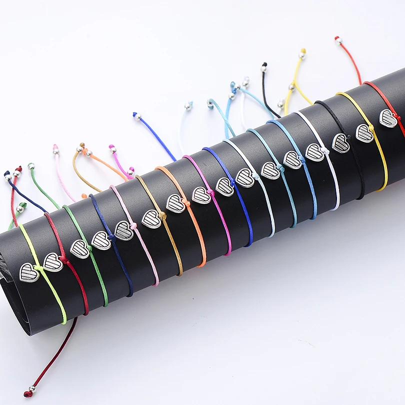 Handmade Thread AntiqueTiny Love Heart Bracelets Charm For Women Men Couple Gift Lucky Red Rope Bracelet Kids Chain Jewelry