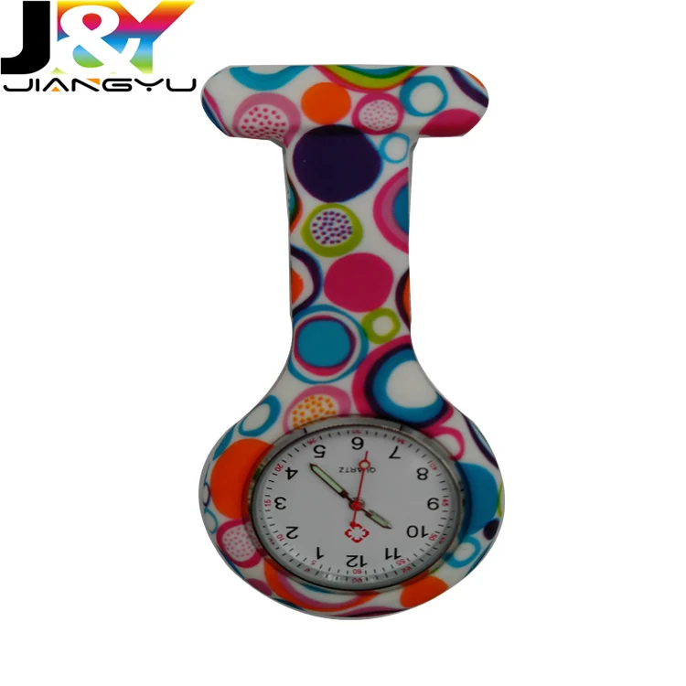 JiangYu Full print Brooch nurse fob watch