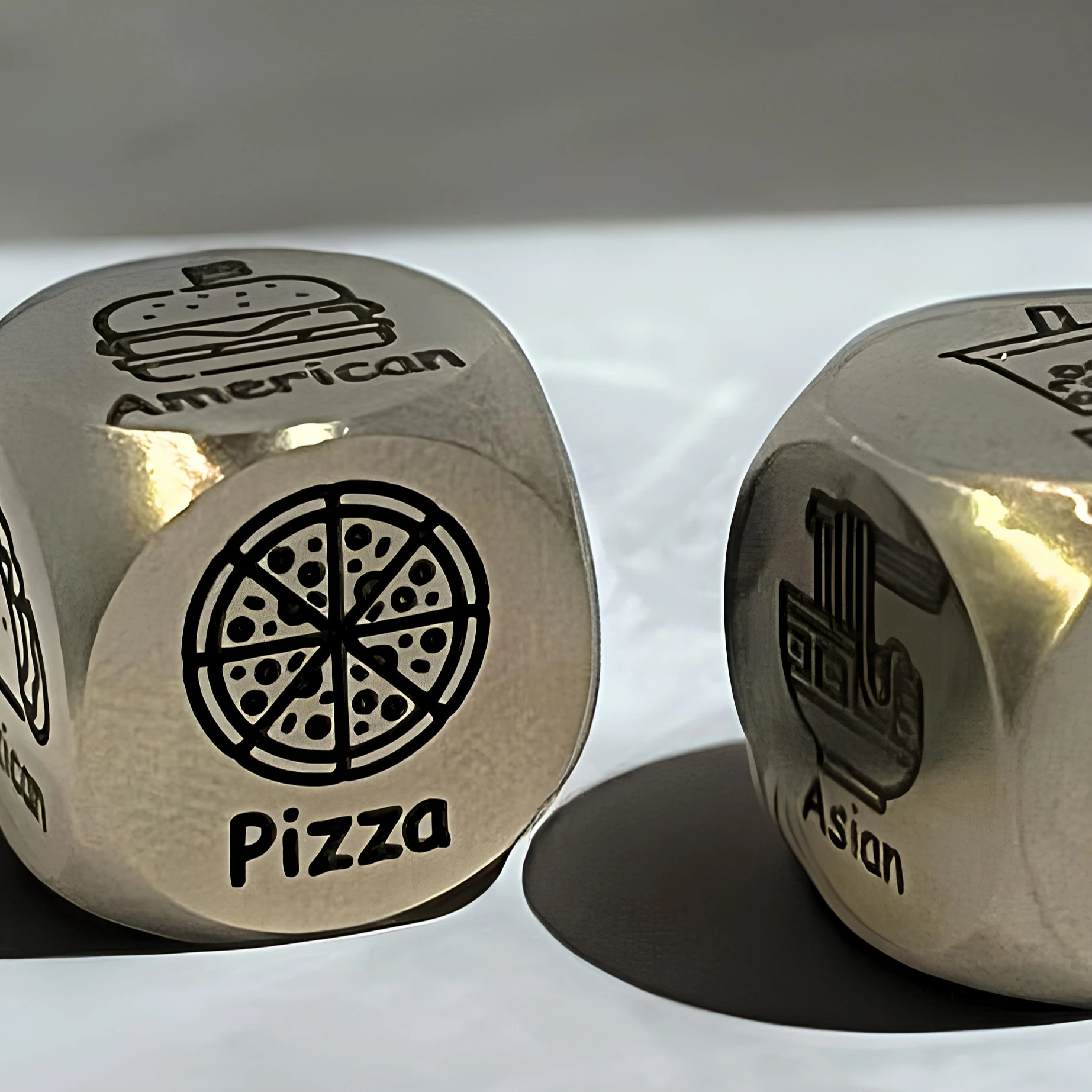 Food Lovers Decision Dice Metal Craft Roll-The-Dice Game for Date Nights